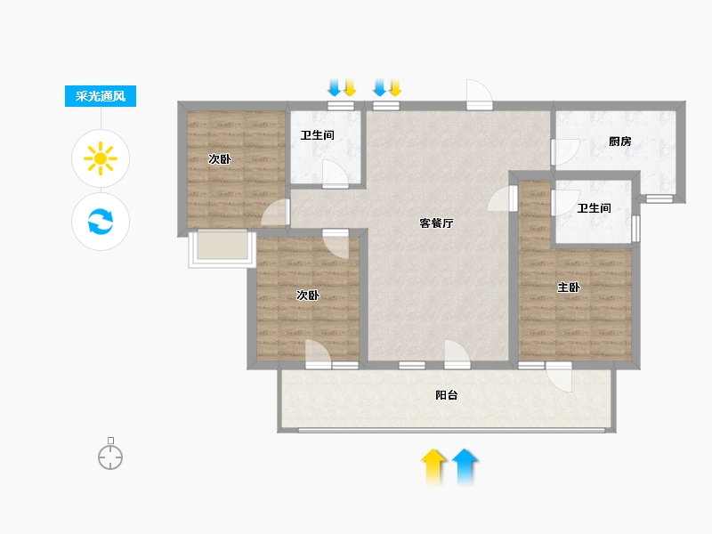 山东省-临沂市-天润·香墅湾1号-92.00-户型库-采光通风