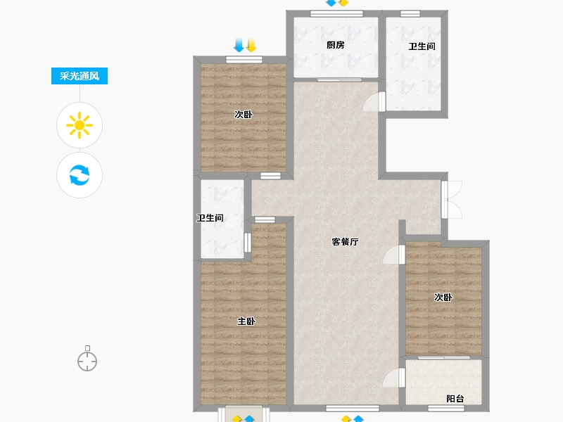 山东省-潍坊市-龙润紫宸华府-112.00-户型库-采光通风