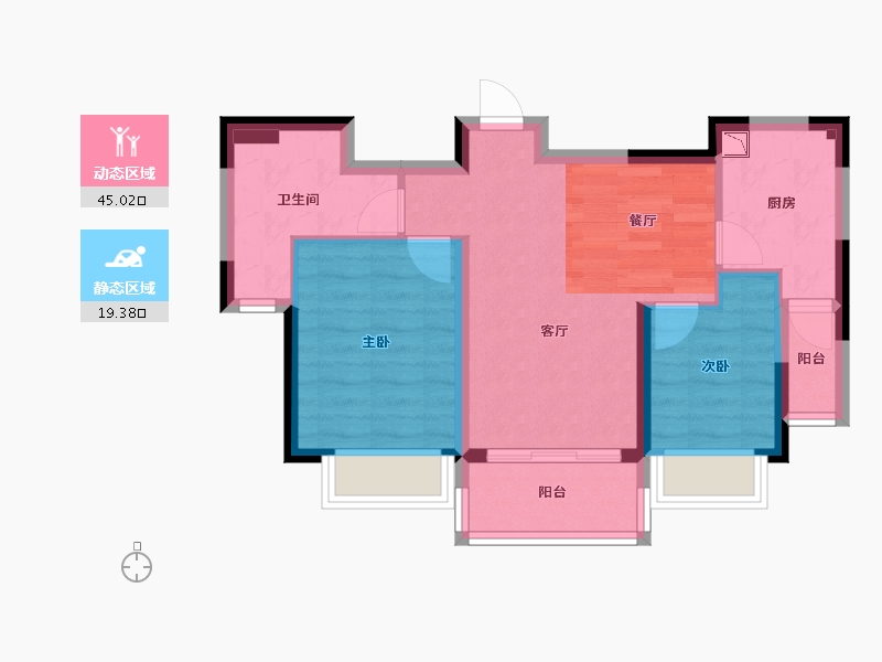 湖南省-长沙市-恒大江湾公寓-56.38-户型库-动静分区