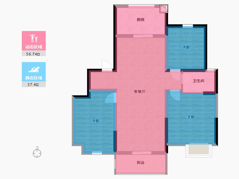 山东省-临沂市-宝德熙園-84.00-户型库-动静分区