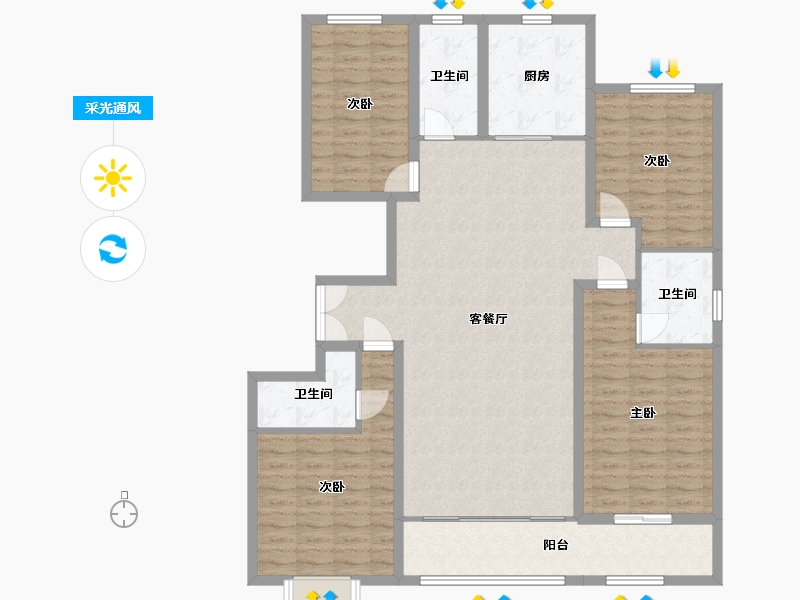 山东省-潍坊市-恒信风華上品-137.42-户型库-采光通风