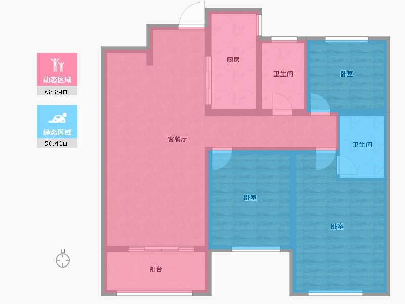 山东省-济宁市-香港国际和美新家园-106.86-户型库-动静分区