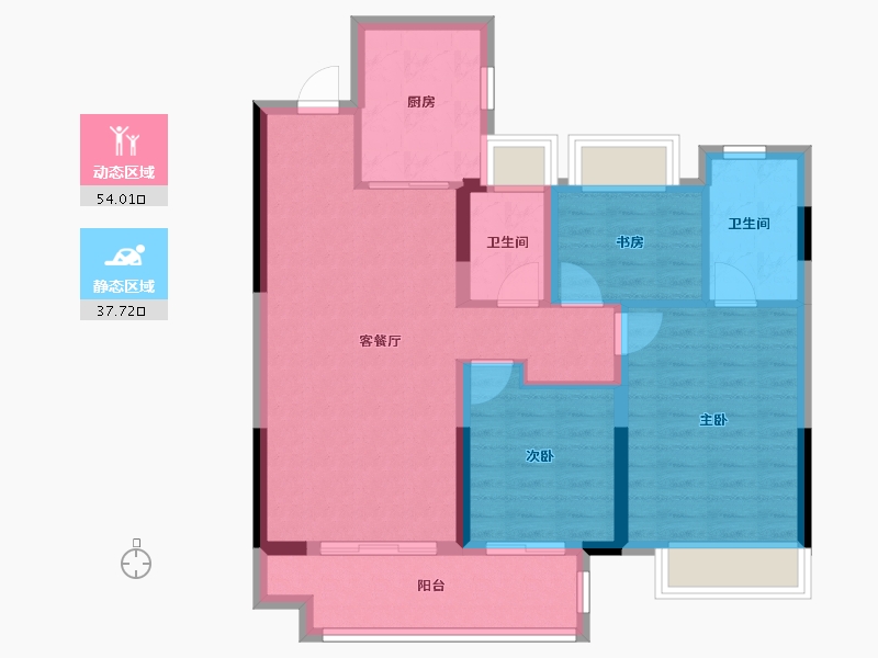 湖南省-株洲市-株洲醴陵旗滨•公园里-82.05-户型库-动静分区