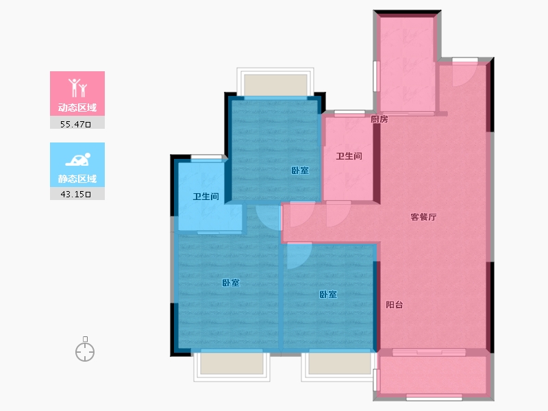 湖北省-武汉市-中海尚璟-89.00-户型库-动静分区