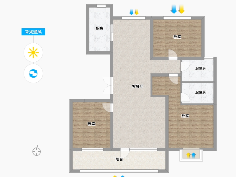 山东省-济宁市-保利时光印象-111.00-户型库-采光通风