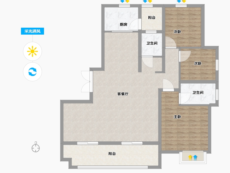 山东省-临沂市-儒辰·掌舵东岸-117.01-户型库-采光通风