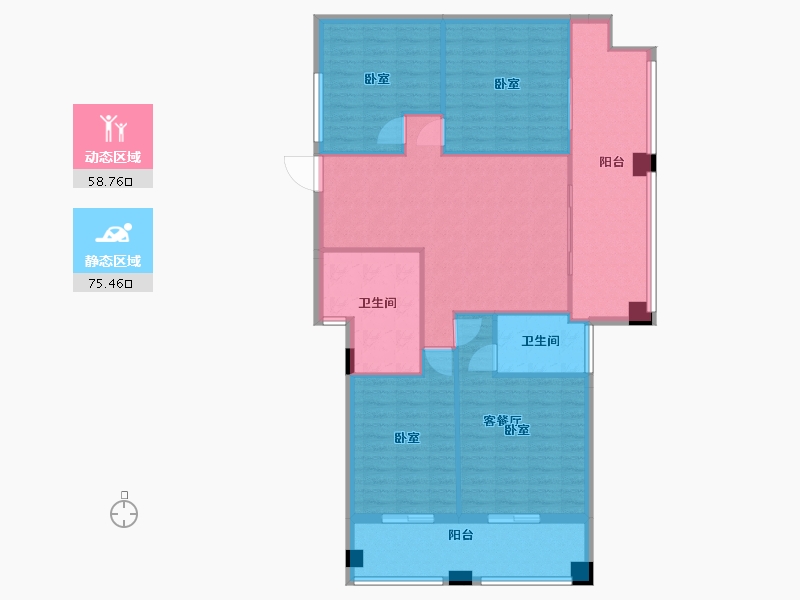 湖北省-宜昌市-平湖天下观山水A区-122.44-户型库-动静分区