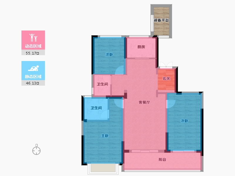 浙江省-台州市-蓝城澄园-94.17-户型库-动静分区