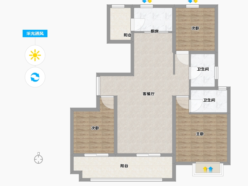 山东省-临沂市-儒辰·掌舵东岸-106.01-户型库-采光通风