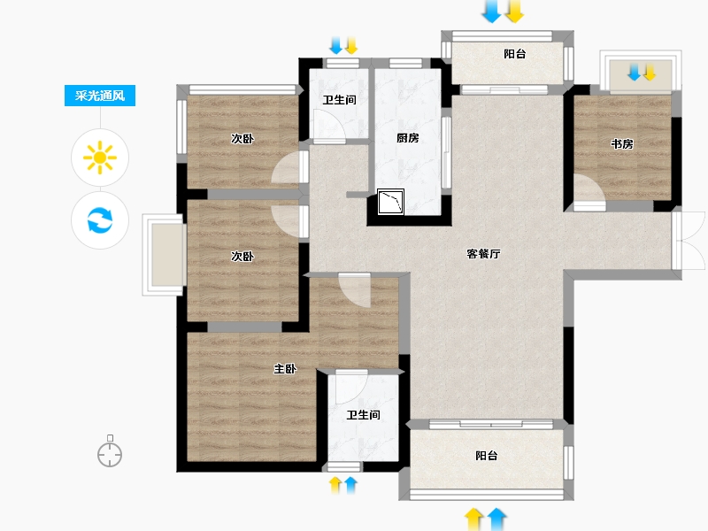 湖南省-株洲市-城发南洲壹号-94.14-户型库-采光通风