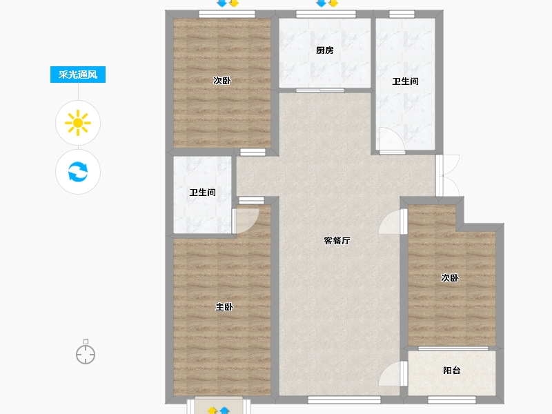 山东省-潍坊市-龙润紫宸华府-100.55-户型库-采光通风