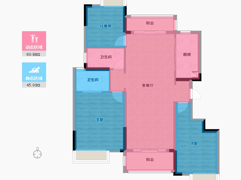 湖南省-株洲市-实地株洲蔷薇熙岸-95.18-户型库-动静分区