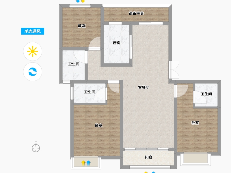 河南省-驻马店市-遂平置地上林苑-110.00-户型库-采光通风