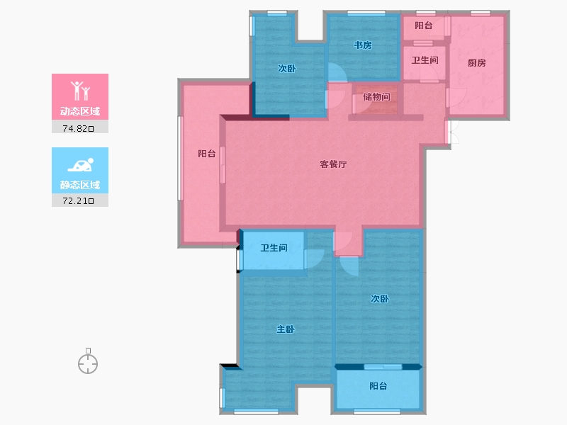 湖南省-长沙市-丽景华庭三期-130.52-户型库-动静分区