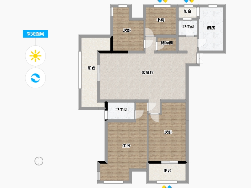 湖南省-长沙市-丽景华庭三期-130.52-户型库-采光通风