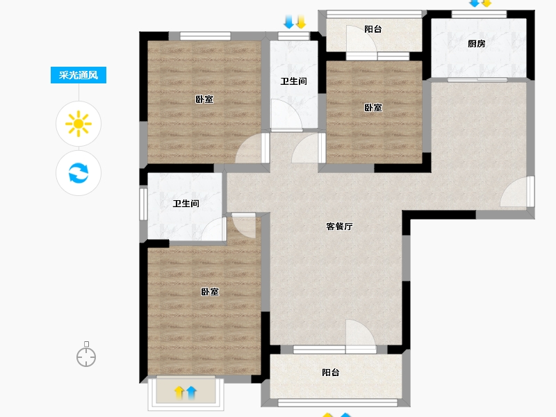 湖北省-武汉市-星悦湾-95.84-户型库-采光通风