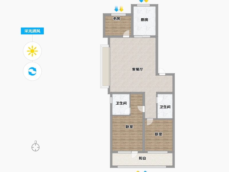 山东省-济宁市-保利时光印象-103.00-户型库-采光通风