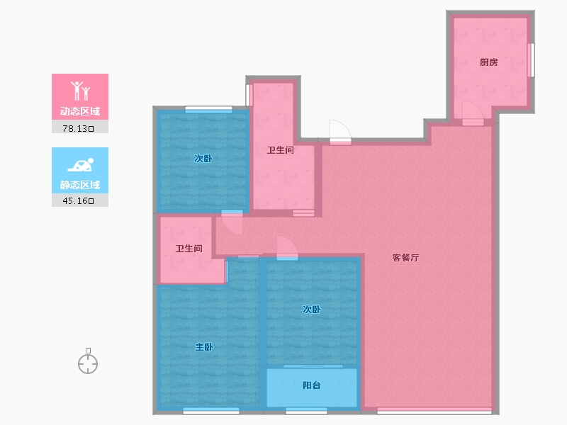 山东省-潍坊市-中鲁翰香苑-110.60-户型库-动静分区