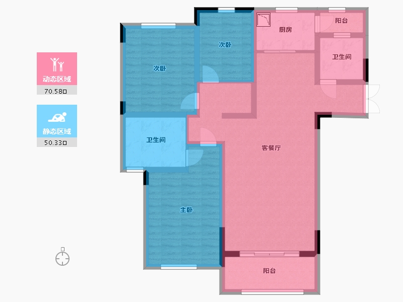 湖南省-长沙市-丽景华庭三期-107.47-户型库-动静分区