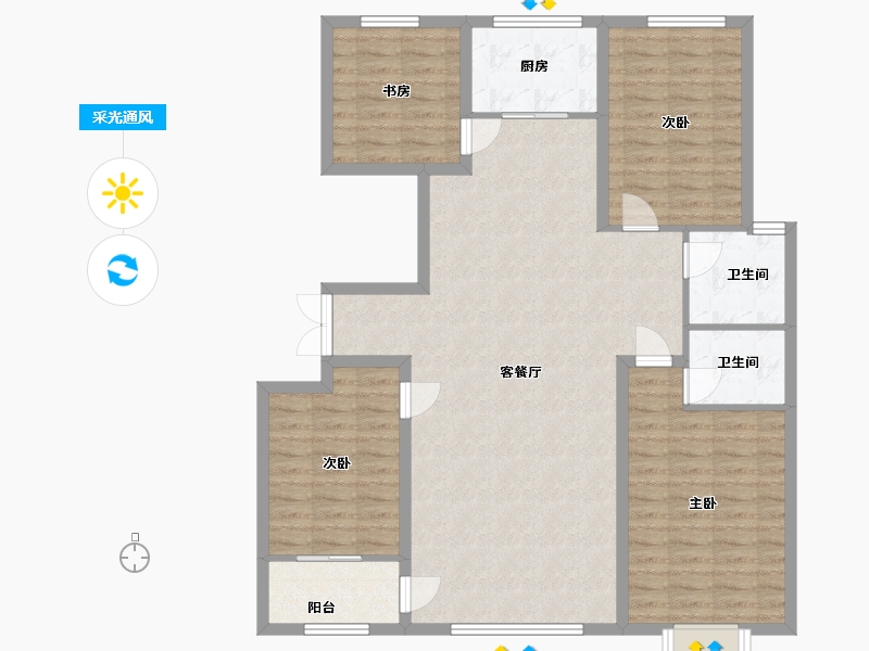 山东省-潍坊市-龙润紫宸华府-118.38-户型库-采光通风