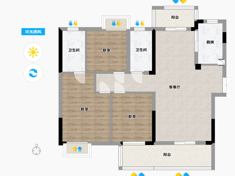 湖北省-宜昌市-一品江山-96.48-户型库-采光通风