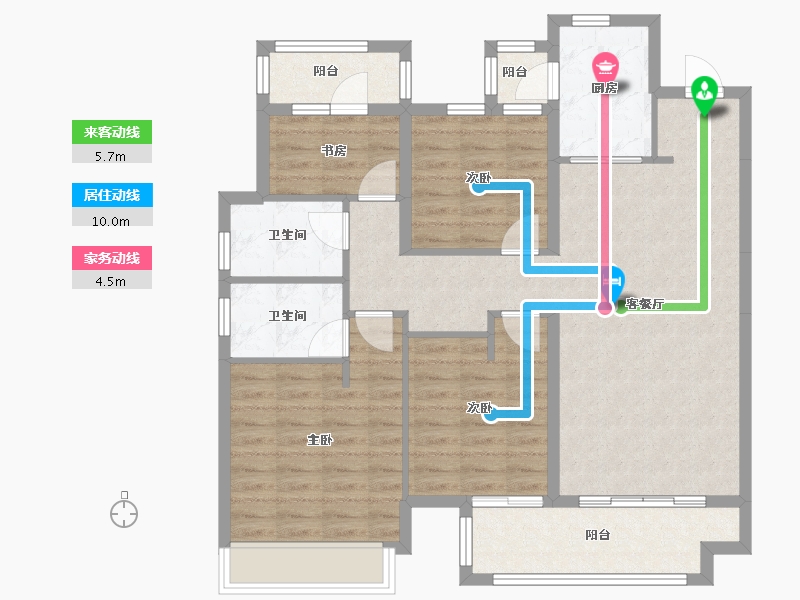 湖南省-株洲市-株洲醴陵旗滨•公园里-98.96-户型库-动静线