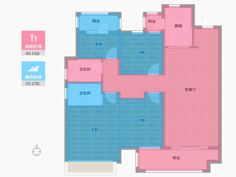 湖南省-株洲市-株洲醴陵旗滨•公园里-98.96-户型库-动静分区