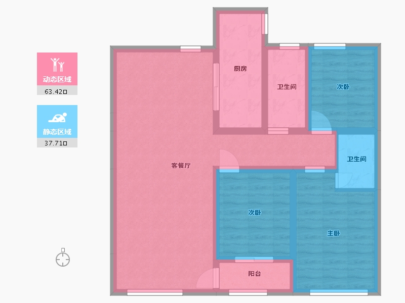 山东省-潍坊市-中鲁翰香苑-89.99-户型库-动静分区