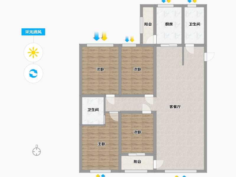 山东省-潍坊市-中鲁翰香苑-129.13-户型库-采光通风