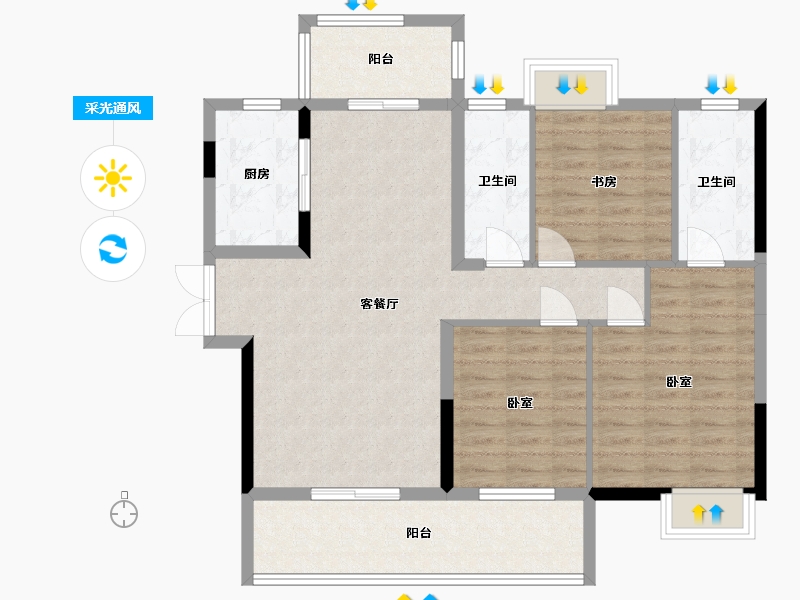 湖北省-宜昌市-一品江山-99.89-户型库-采光通风