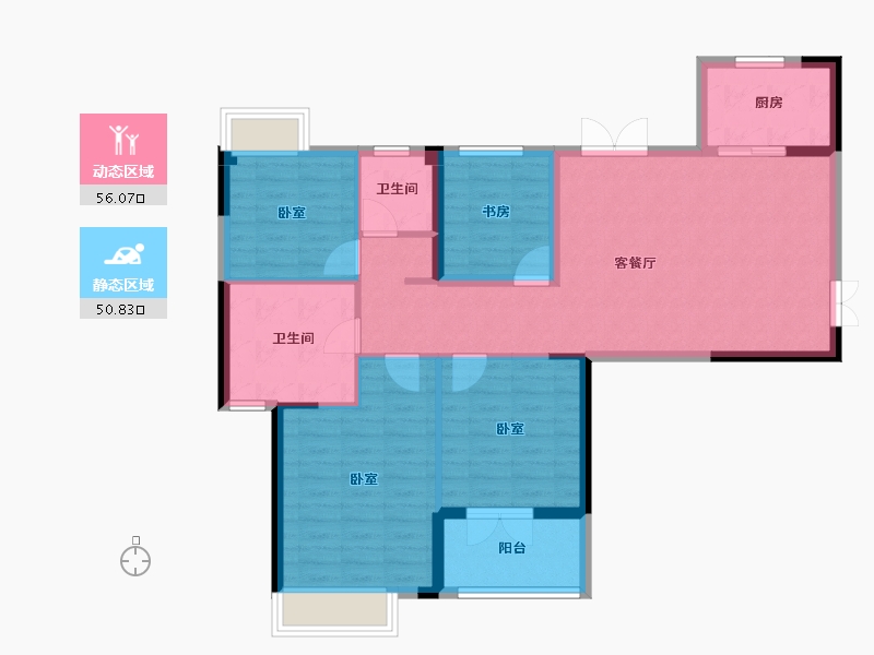 湖北省-宜昌市-宜都清江之星-96.44-户型库-动静分区