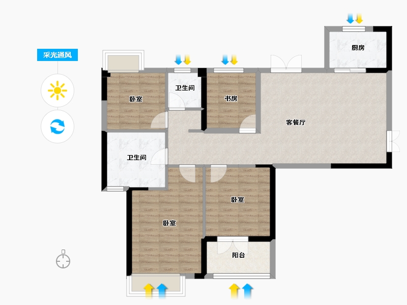 湖北省-宜昌市-宜都清江之星-96.44-户型库-采光通风