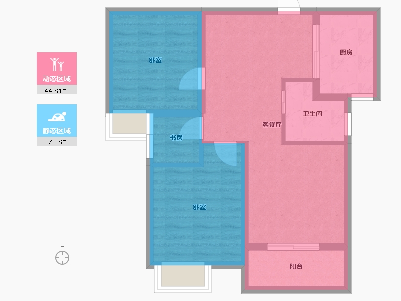 湖北省-武汉市-九坤新城壹号御府-63.99-户型库-动静分区