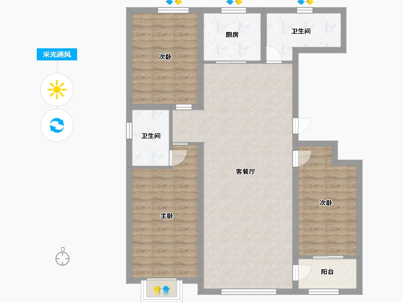 山东省-潍坊市-龙润紫宸华府-100.00-户型库-采光通风