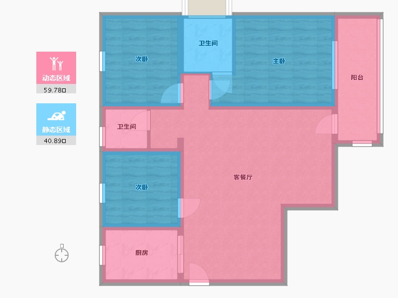 陕西省-宝鸡市-京城揽盛苑-89.54-户型库-动静分区