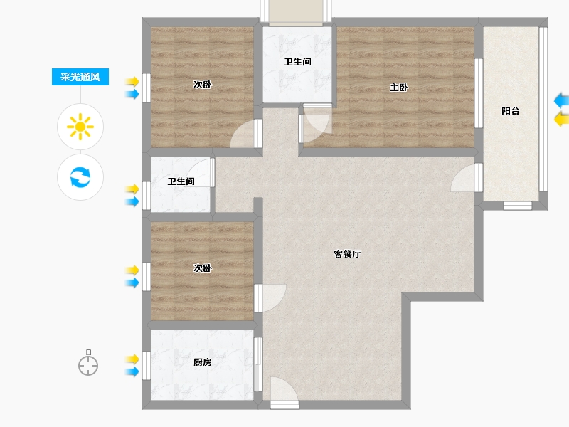 陕西省-宝鸡市-京城揽盛苑-89.54-户型库-采光通风