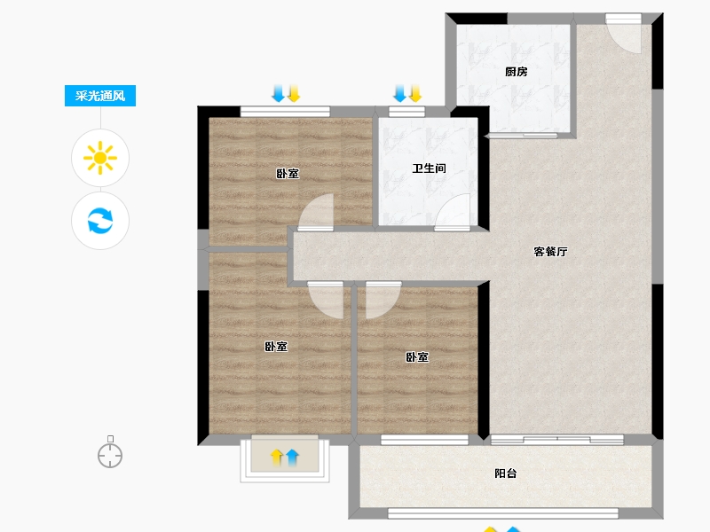 山东省-济宁市-城投碧桂园太白园筑-88.00-户型库-采光通风