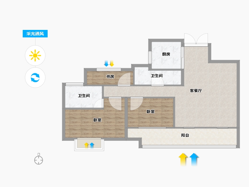 山东省-济宁市-济宁吾悦广场吾悦首府-90.01-户型库-采光通风