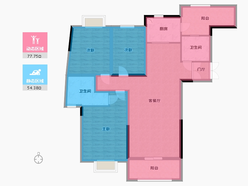 湖南省-长沙市-丽景华庭三期-118.27-户型库-动静分区