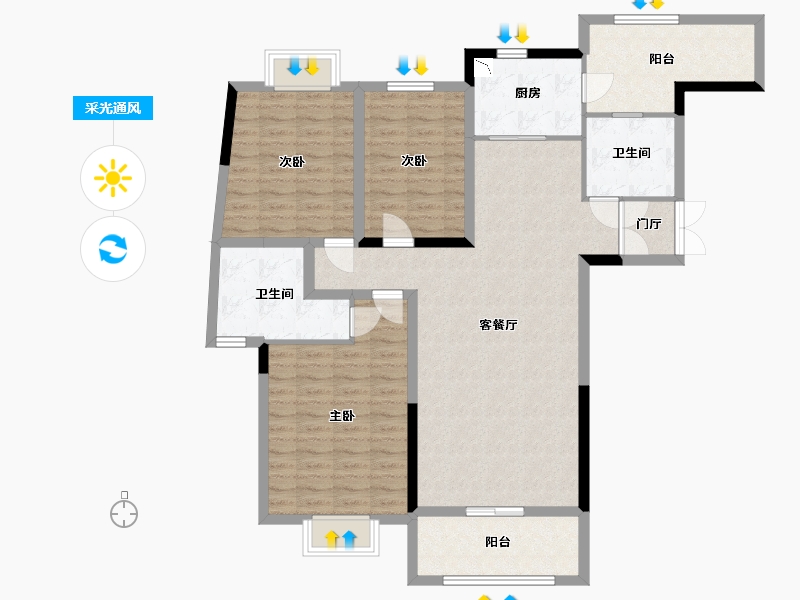 湖南省-长沙市-丽景华庭三期-118.27-户型库-采光通风