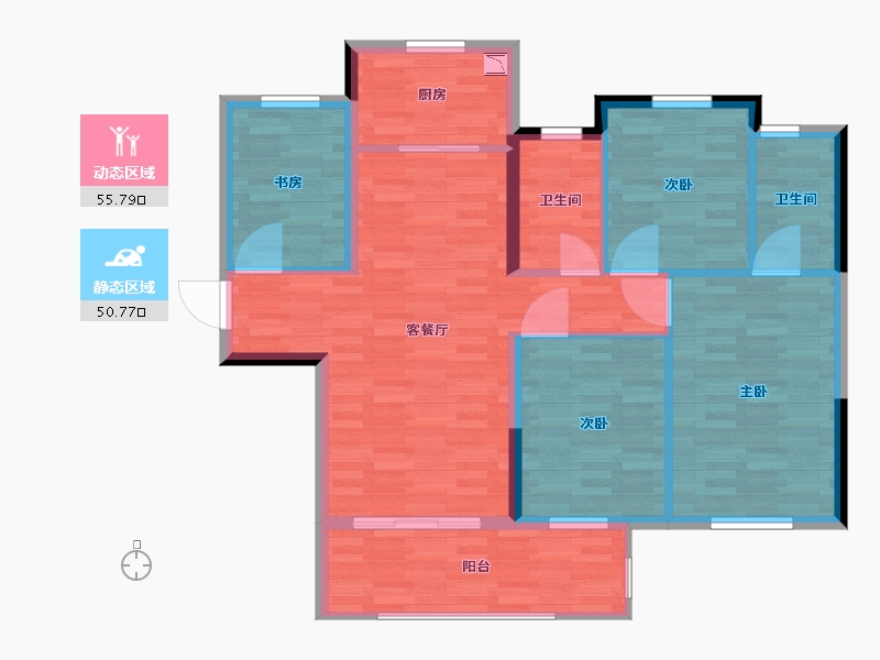 湖南省-长沙市-龙湖紫宸-96.26-户型库-动静分区