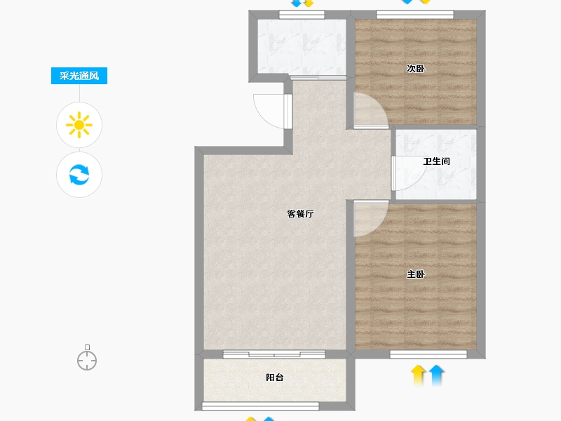 山东省-威海市-名流海岸山庄-70.99-户型库-采光通风