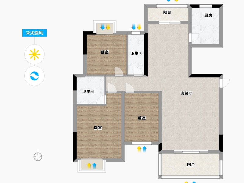 湖北省-黄冈市-广济府-102.69-户型库-采光通风