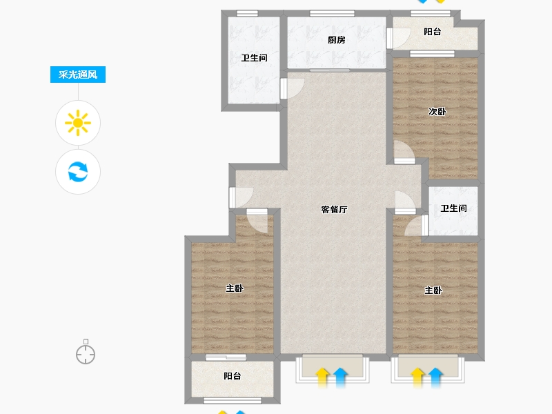 山东省-潍坊市-嘉友铭园-113.70-户型库-采光通风