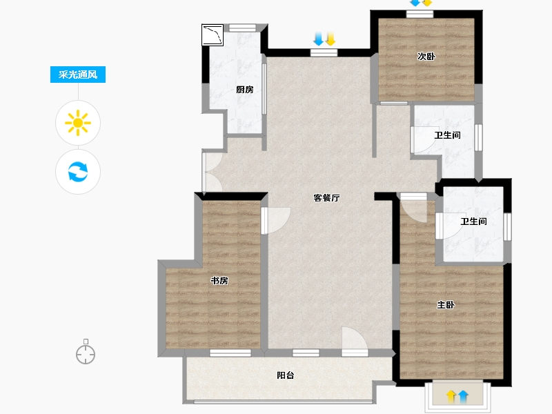 山东省-临沂市-世樾城-102.00-户型库-采光通风