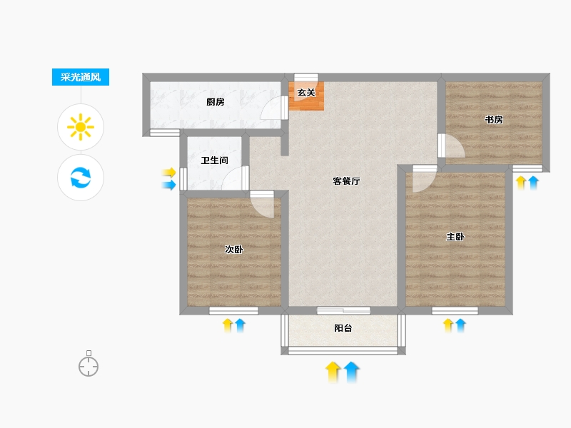 安徽省-宿州市-新都市华庭-80.81-户型库-采光通风