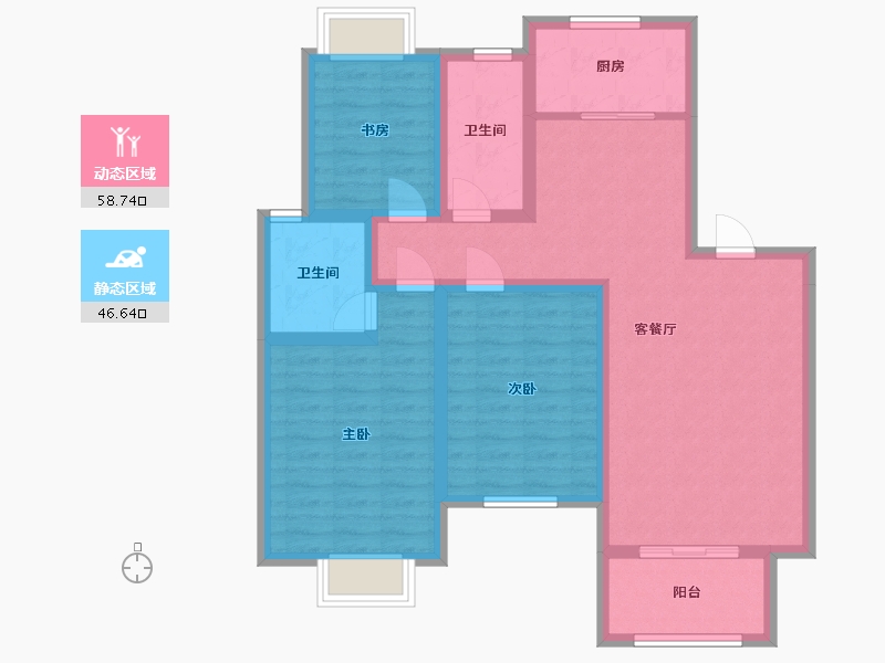 湖南省-长沙市-丽景华庭三期-93.42-户型库-动静分区