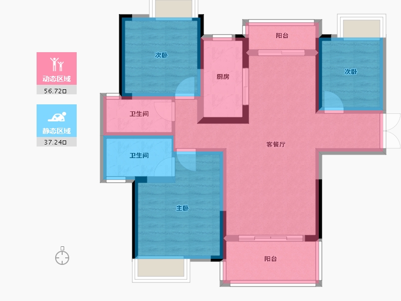 湖南省-株洲市-城发南洲壹号-82.67-户型库-动静分区