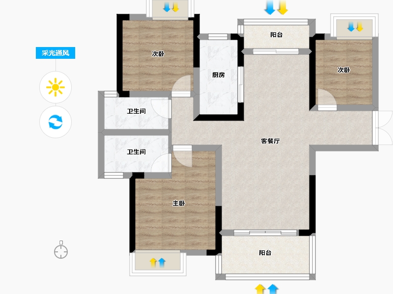 湖南省-株洲市-城发南洲壹号-82.67-户型库-采光通风