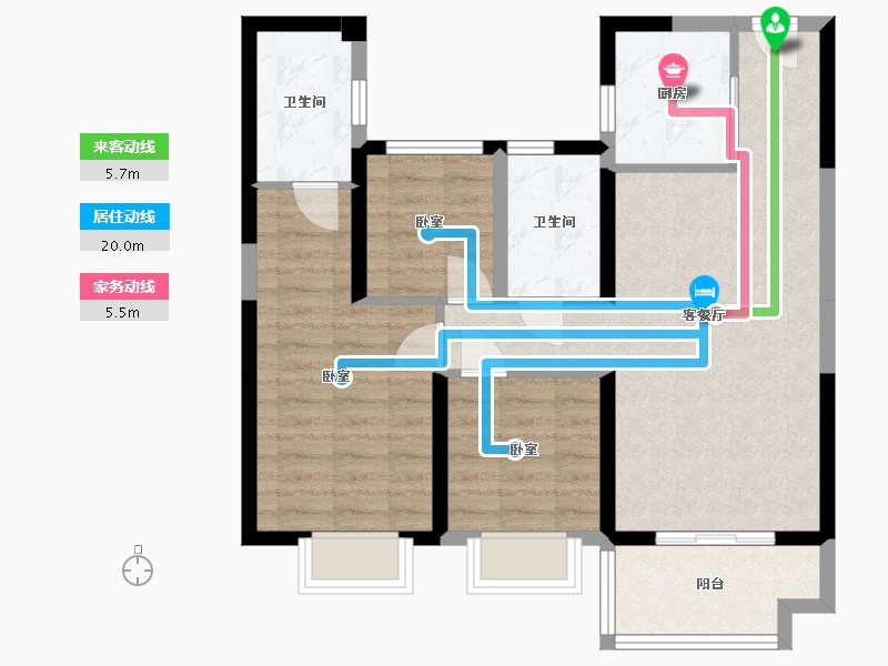 湖北省-宜昌市-碧桂园·云廷-76.35-户型库-动静线